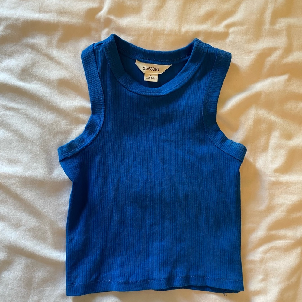 Cropped Blue Tank Top